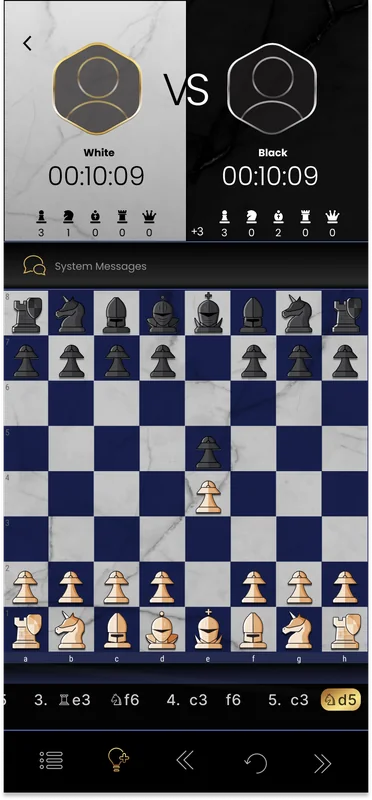 Match view with clocks and move list